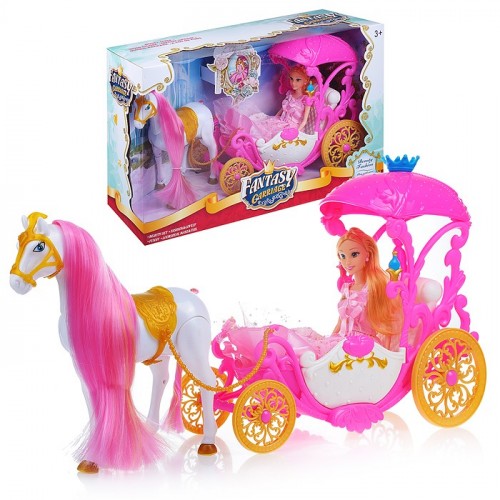 Карета (с куклой и лошадкой) на батарейках, в коробке